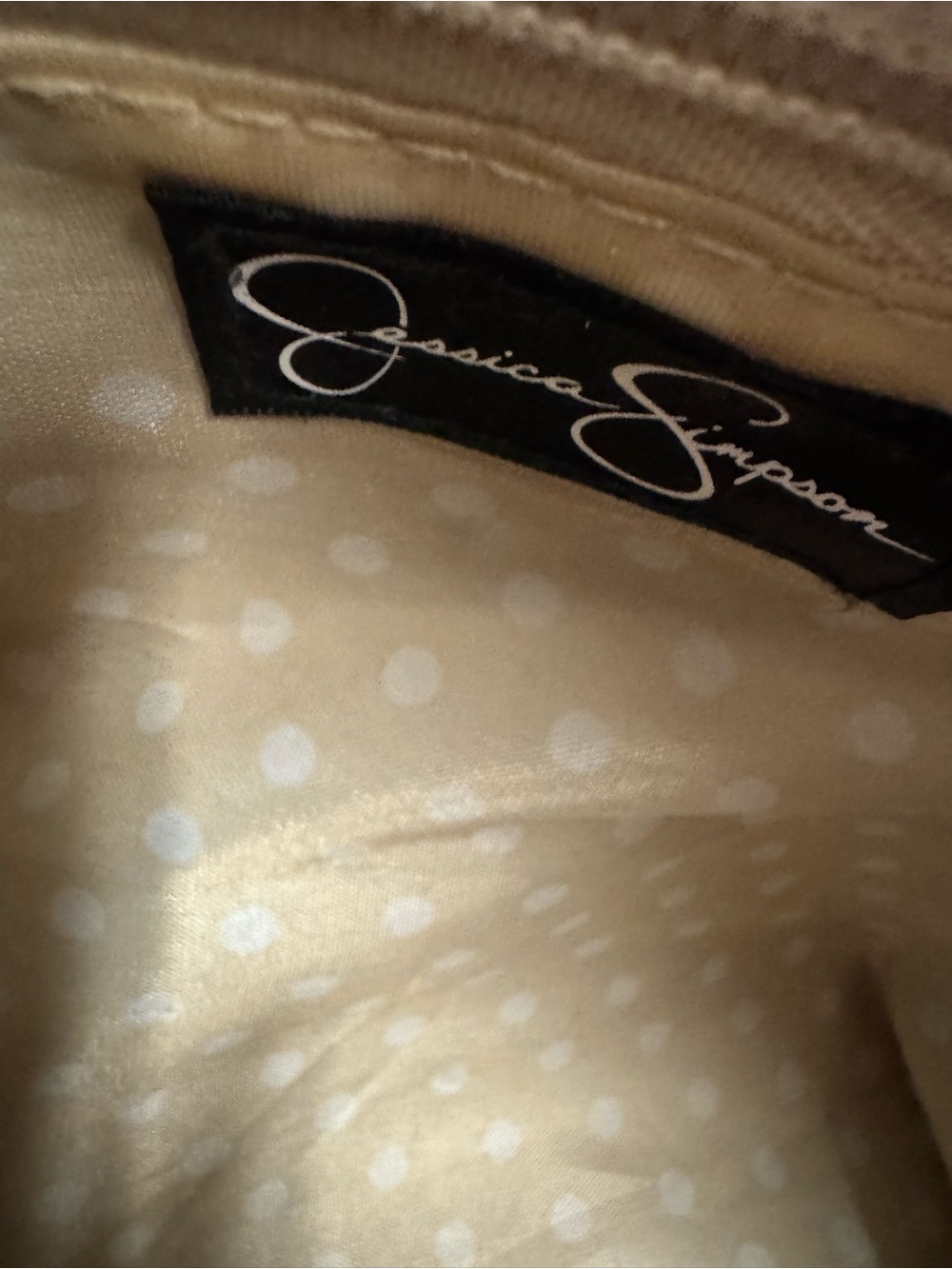 Jessica Simpson Navy and White Striped Weekender bag with Tan Trim - Picture 5 of 6